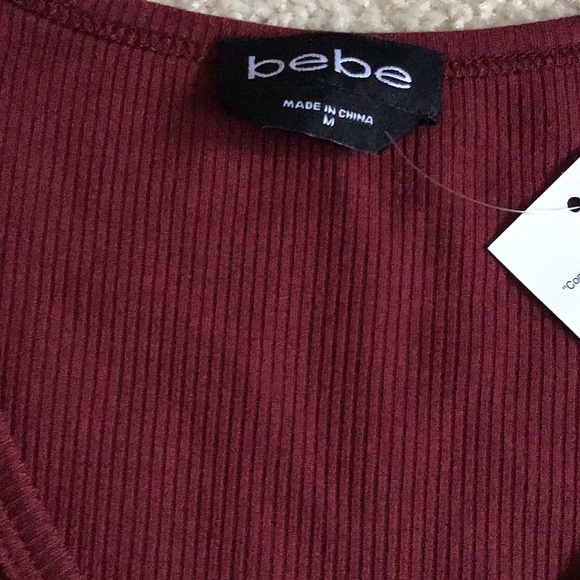 Bebe Ribbed V-Neck Tee - NWT - Picture 6 of 10